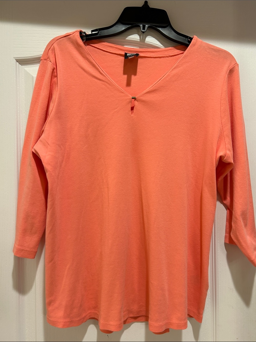 Anne Klein Coral V-Neck Long Sleeve Top